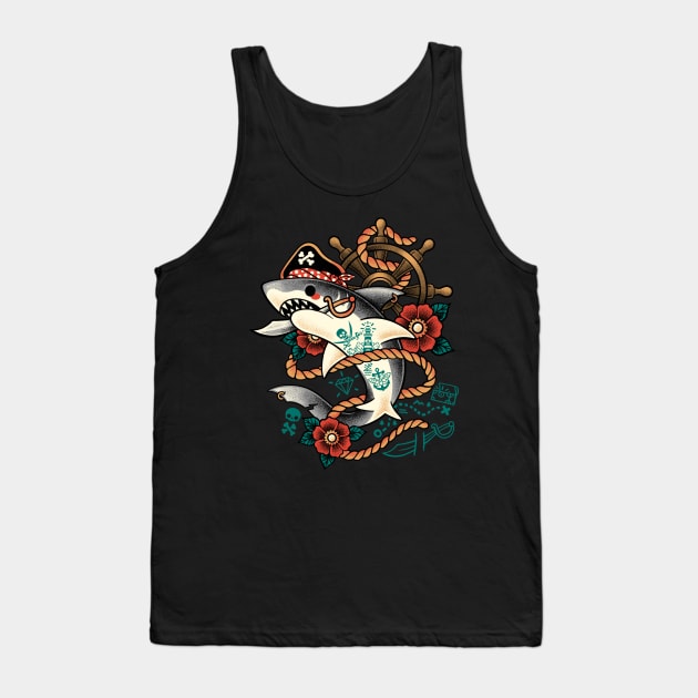 Pirate shark tattoo Tank Top by NemiMakeit